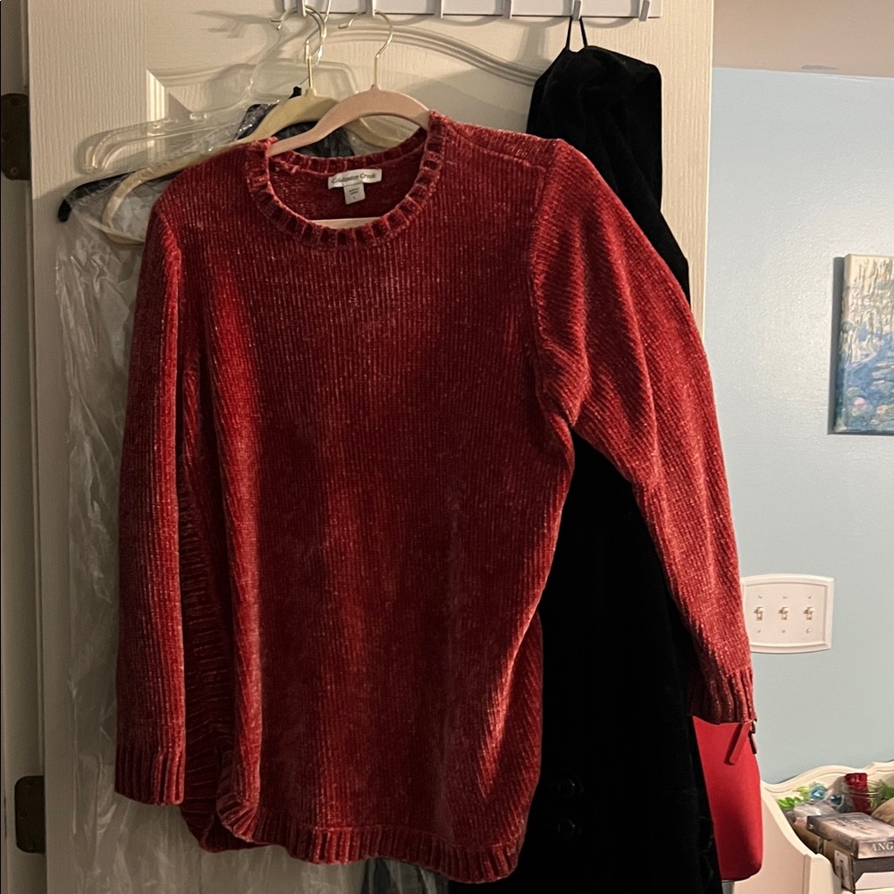 Coldwater Creek Red Crew Neck Sweater